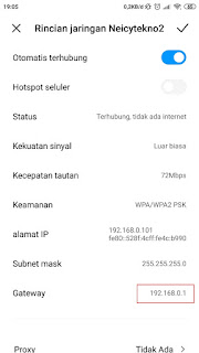 Alamat ip dari tenda n301 pada hp