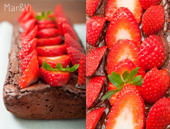 como preparar Brownie con fresas 