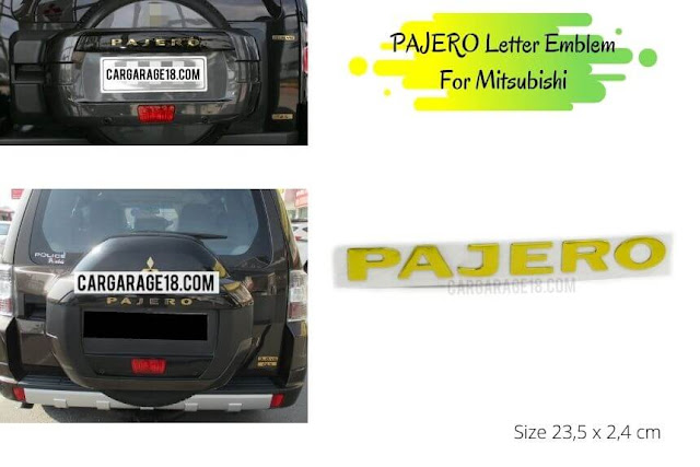 Gold PAJERO Emblem Size 23,5 x 2,4 cm For Mitsubishi