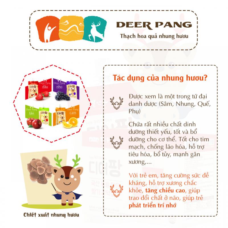 [Combo 5 Túi] – Vị Cam -Thạch Hoa Quả Nhung Hươu Deer Pang Hàn Quốc (120ml/Túi)