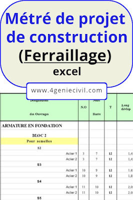 métré ferraillage excel pour projet de construction