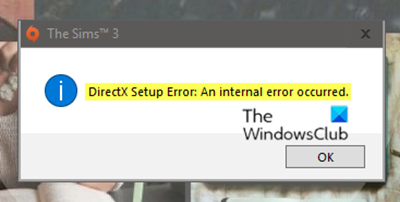 Errore di installazione di DirectX: si è verificato un errore interno