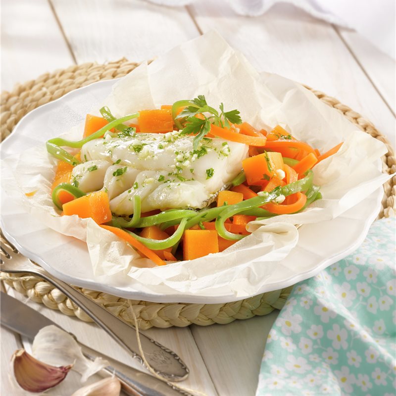 👉 Como hacer Papillotes de Bacalao con verduras 🍣 , Paso a paso