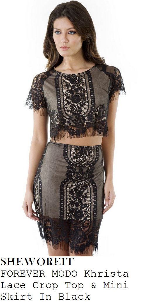 jessica-wright-black-sheer-lace-short-sleeve-crop-top-and-mini-skirt-co-ords
