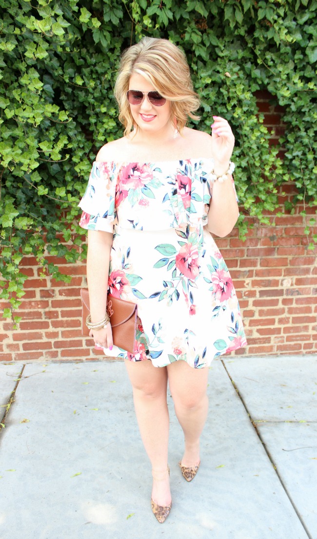 My Kind of Lovely Floral Off-The-Shoulder Ruffled Dress