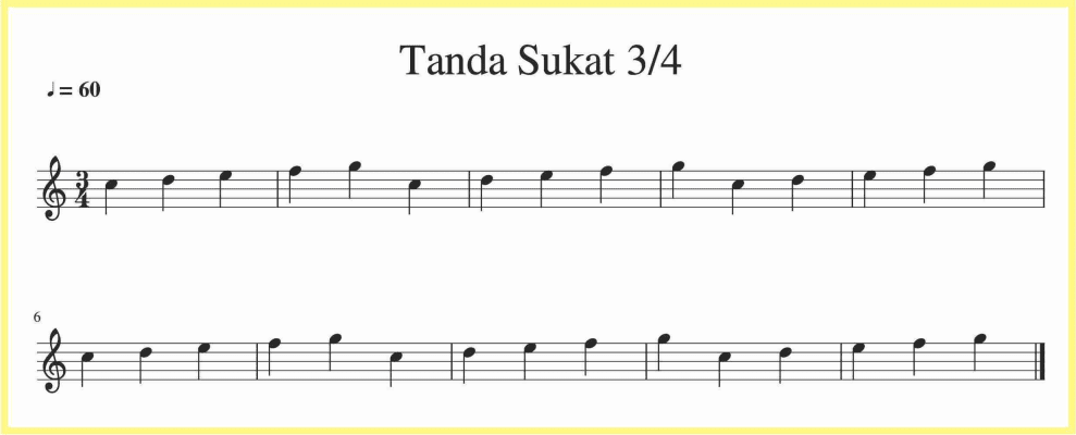 Tanda Sukat 3/4 ( Birama 3/4 ) - SEKITAR MUSIK