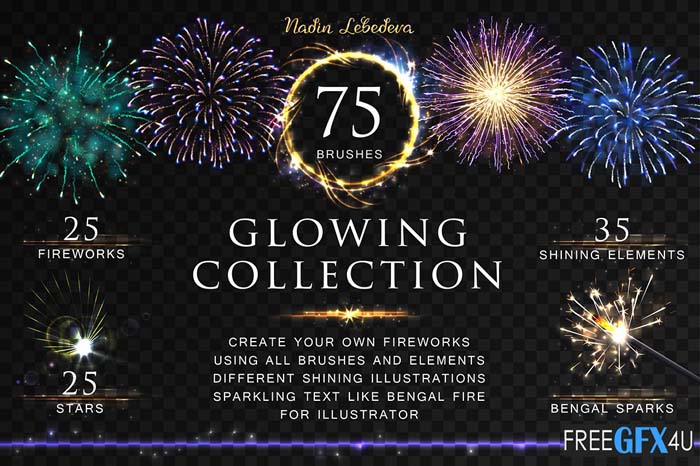 CreativeMarket - Vector Glowing Collection / Brush Vector Glowing Collection / Brush