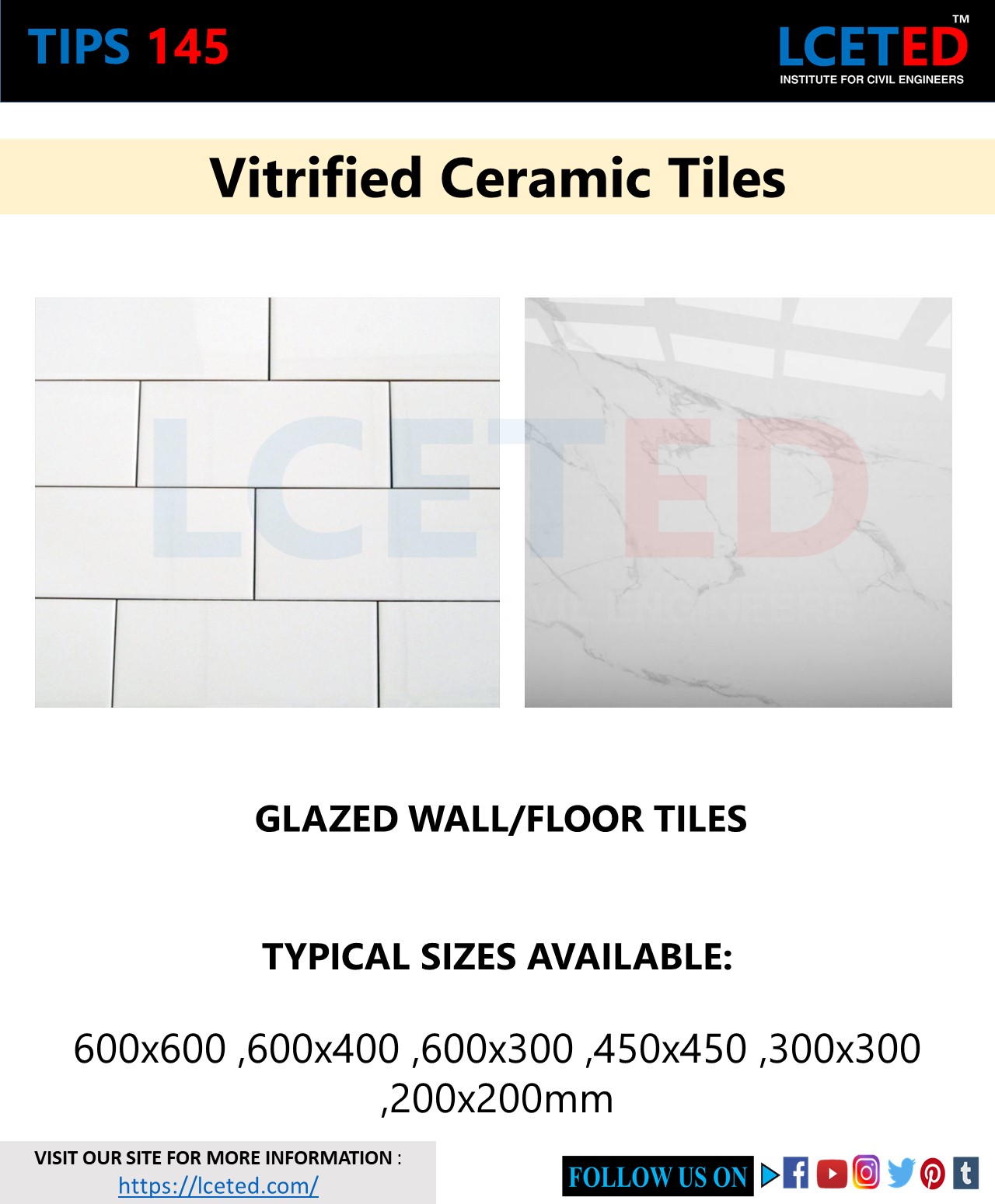ALL YOU WANT TO KNOW ABOUT TILES LCETED lceted LCETED INSTITUTE FOR CIVIL ENGINEERS