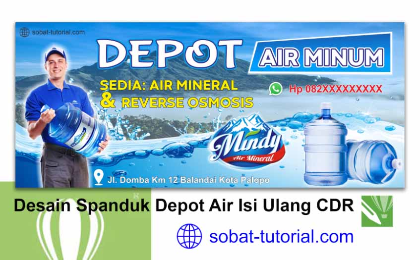 Desain Spanduk Depot Air Isi Ulang CDR (CorelDraw) Sobat