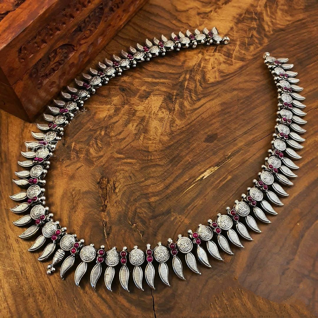 Designer antique silver necklace