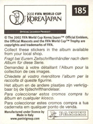 Niclas Jensen Danmark No Panini World Cup Korea//Japan 2002 84