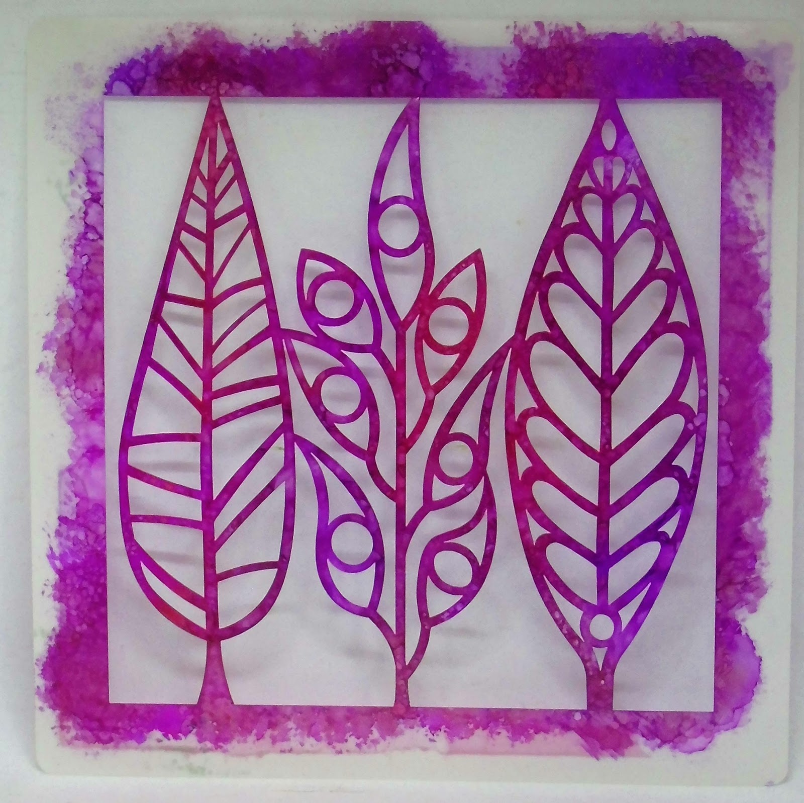 Sarah's Craft Shed Alcohol inks on Yupo and Stencil Card Combination