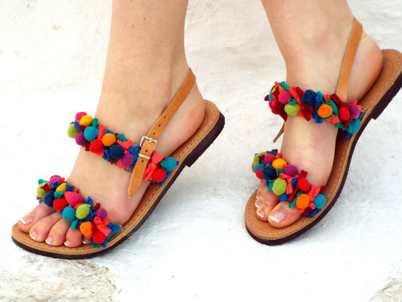 pom pom sandals