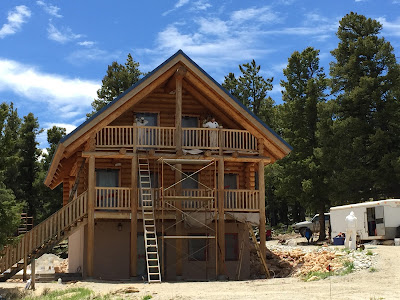 media blasting log home