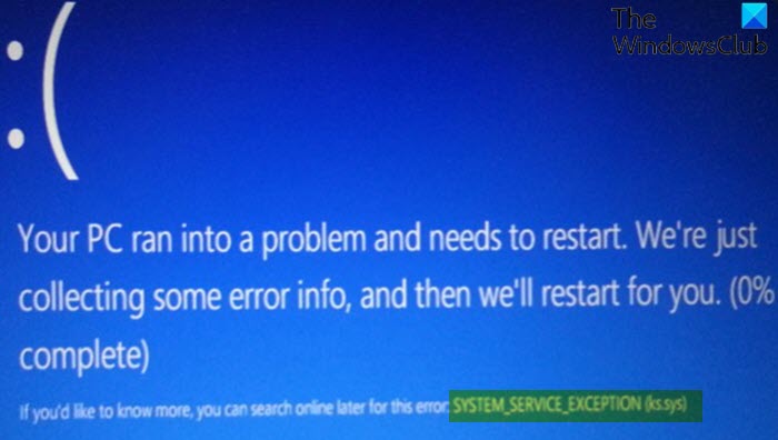 SYSTEM_SERVICE_EXCEPTION (ks.sys) Ошибка синего экрана