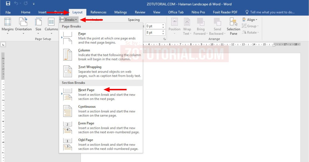 2 Cara Membuat Halaman Kertas Landscape Di Word Dan Portrait Zotutorial