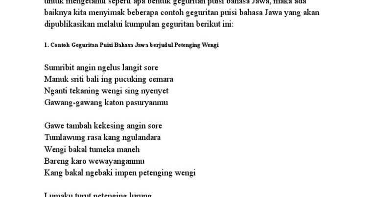 Unsur 5w 1h Contoh Pawarta Bahasa Jawa Bagikan Contoh