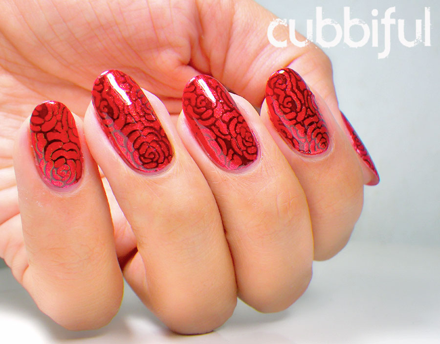 elegant stamping rose nail art