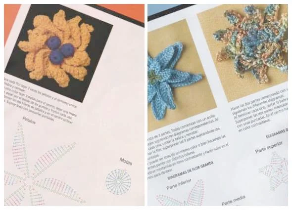 Revistas de tejido para hacer motivos florales