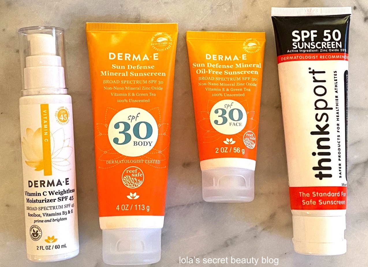 lola's secret beauty blog Derma E and Thinksport Sunscreen Picks