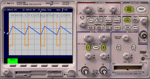 Triangular wave generator using Op Amp 741, circuit working and