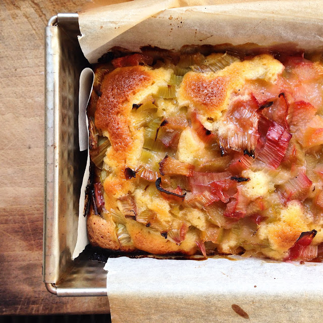 rhubarb and custard cake