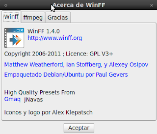 Imagen de WinFF 1.4.0 en Ubuntu 10.04