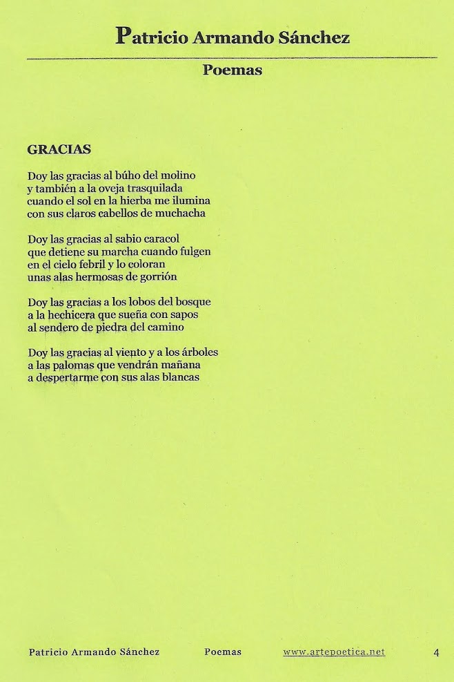 Poèmes de Patricio SANCHEZ (France, 2015)
