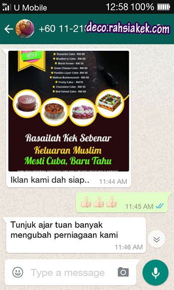 testimoni perniagaan kek
