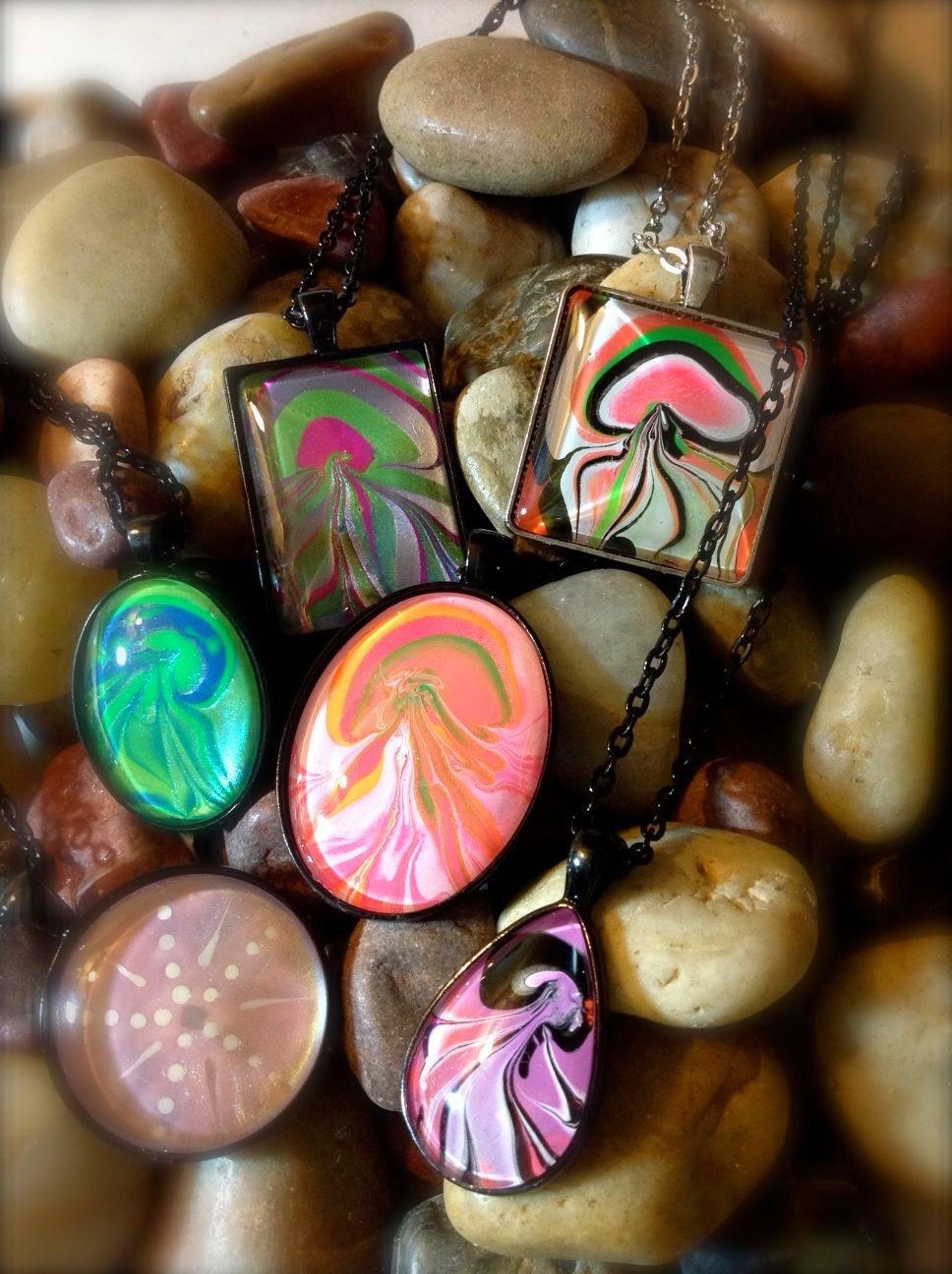 Fullamoon Designs Handpainted Water Marbled Artisan Jewelry: Water