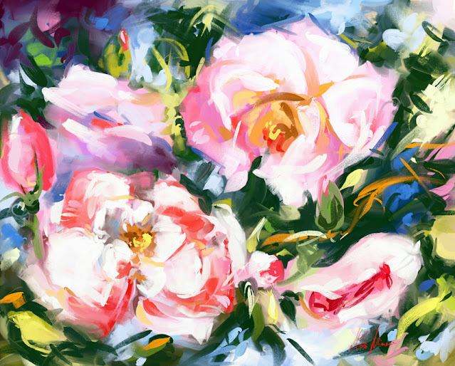 Roses digital flower painting by Mikko Tyllinen