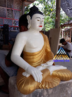 Kerajinan batu alam, arca / patung budha dibuat dari batu putih