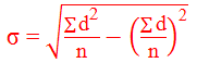 Formula of standard deviation by deviation method for individual series.