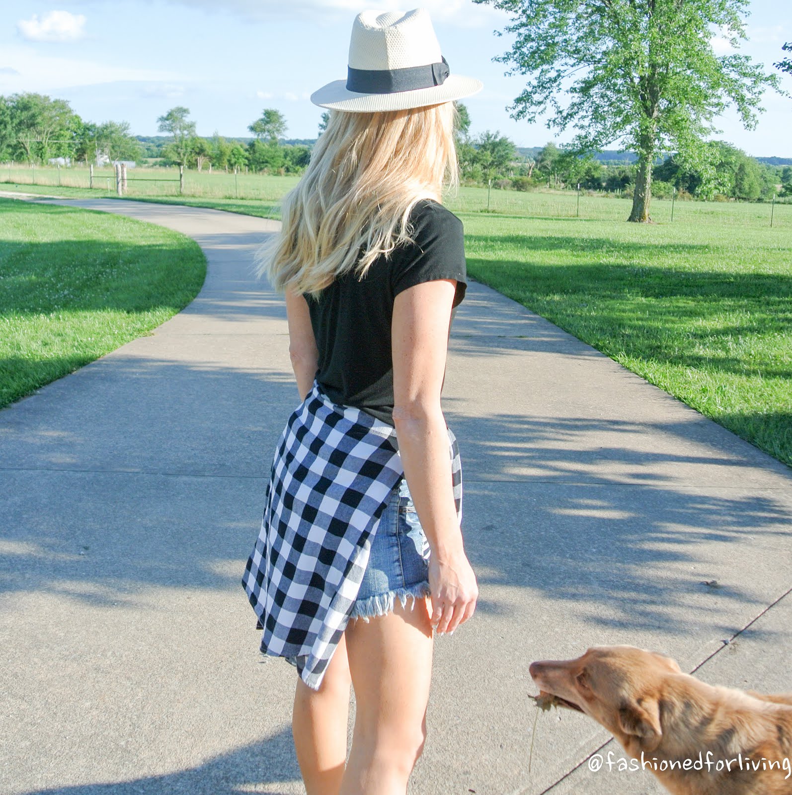Fashioned For Living Denim Shorts And Flannel Shirt Black And White Summer Outfit