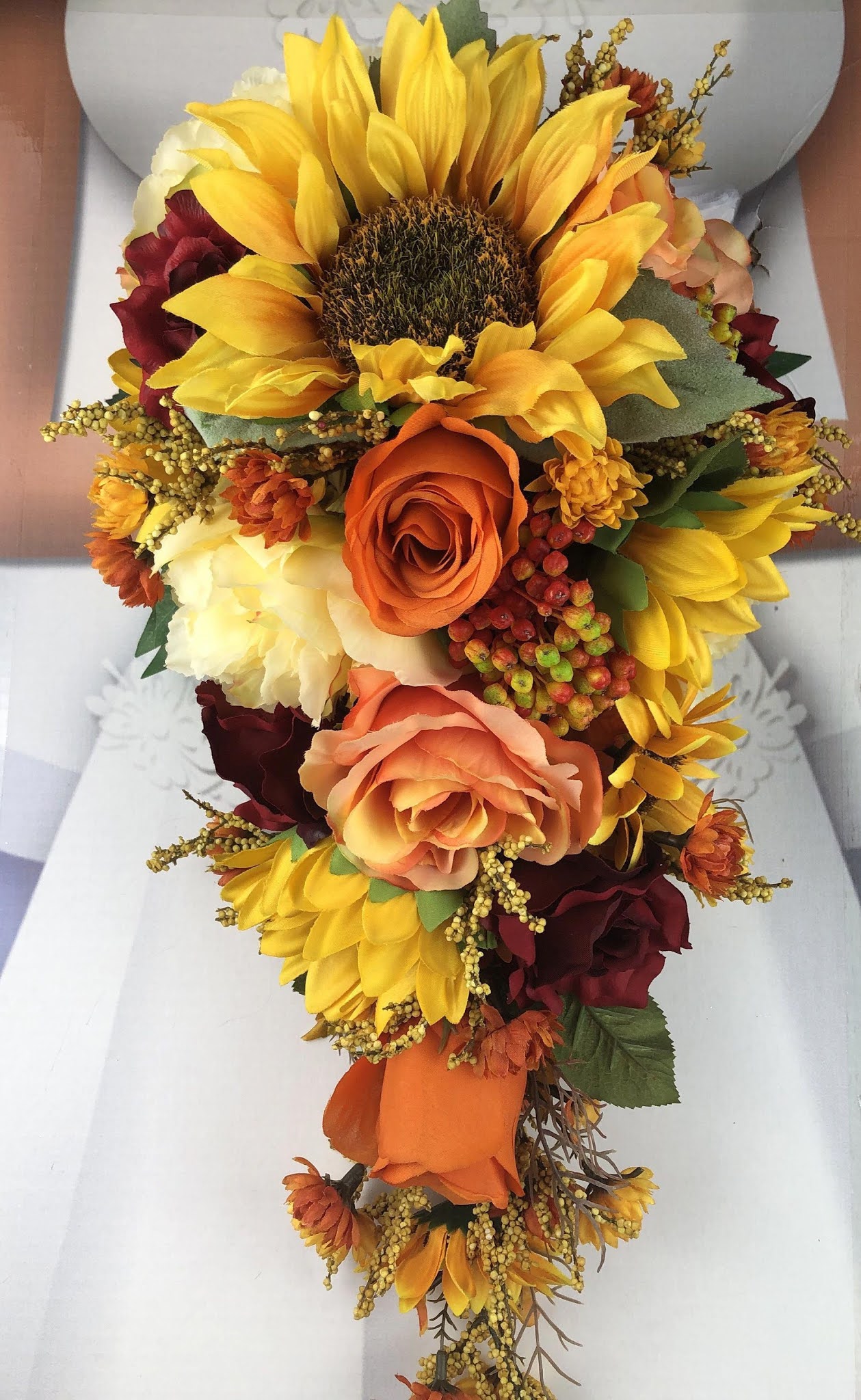 Orange Sunflower Wedding Bouquets