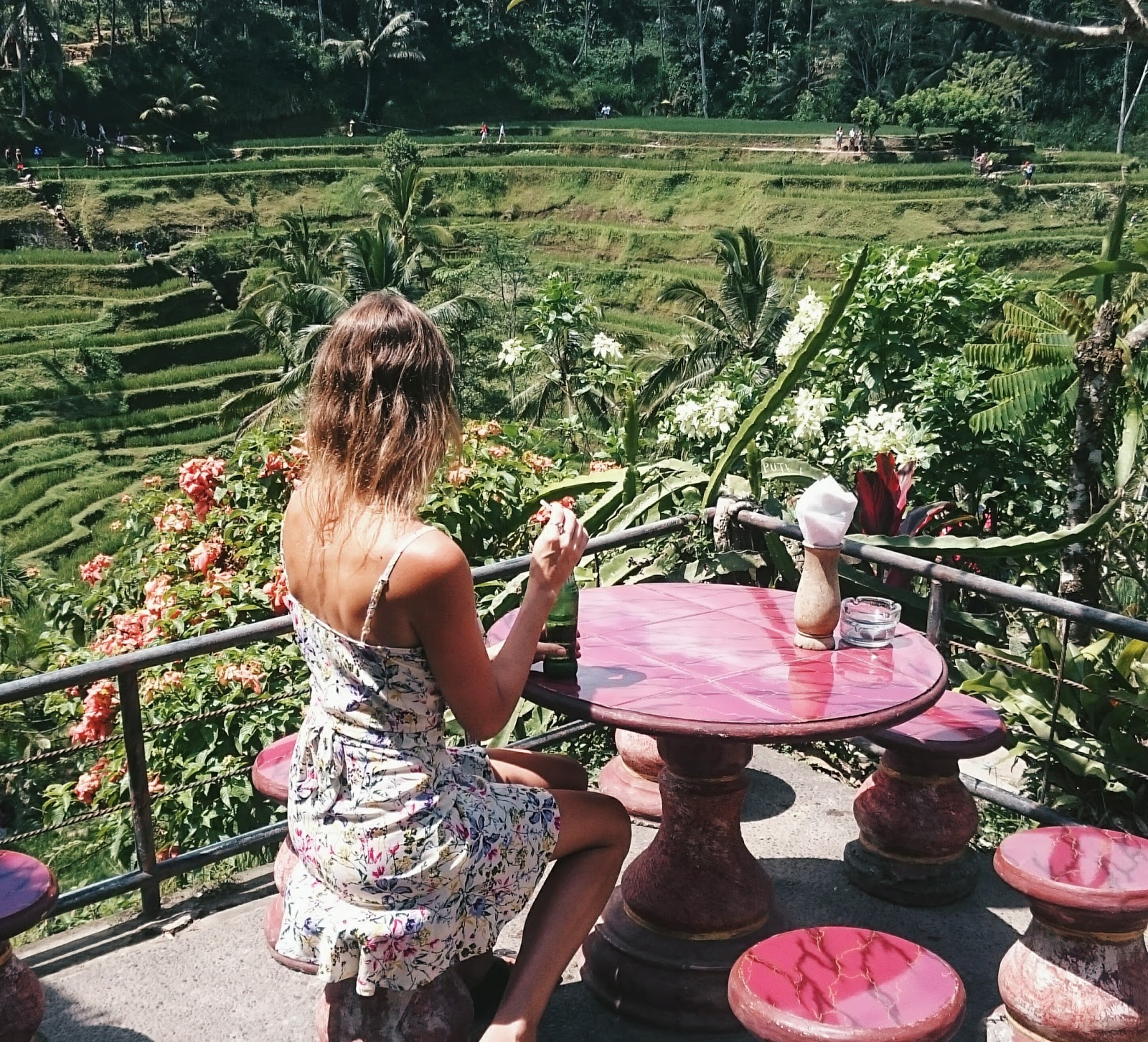 Fashion and travel blogger, Alison Hutchinson, at the rice terraces in Ubud, Bali
