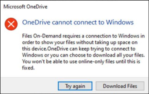OneDrive не может подключиться к Windows