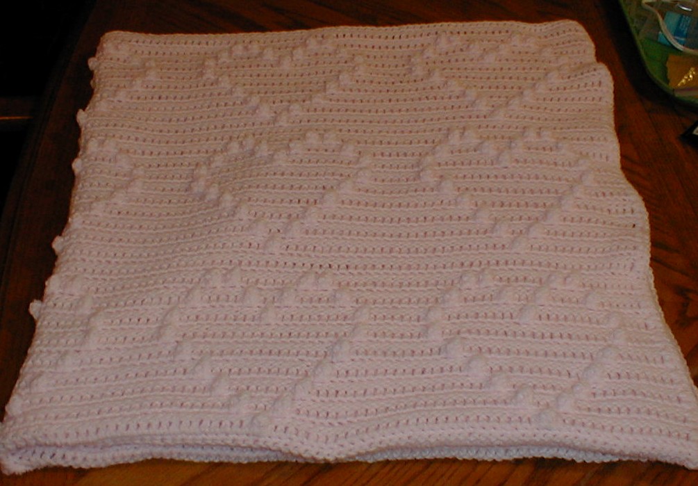 Karens Crocheted Garden of Colors Pink Hearts Baby Blanket