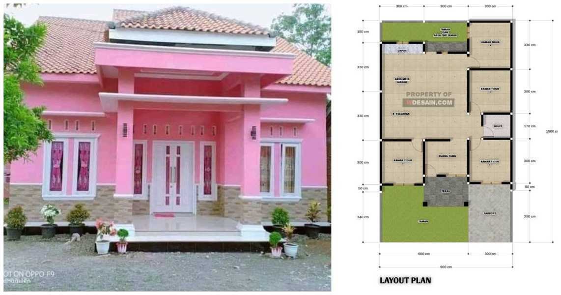 Denah Rumah 9x15 4 Kamar Tidur 1 Lantai DESAIN RUMAH MINIMALIS