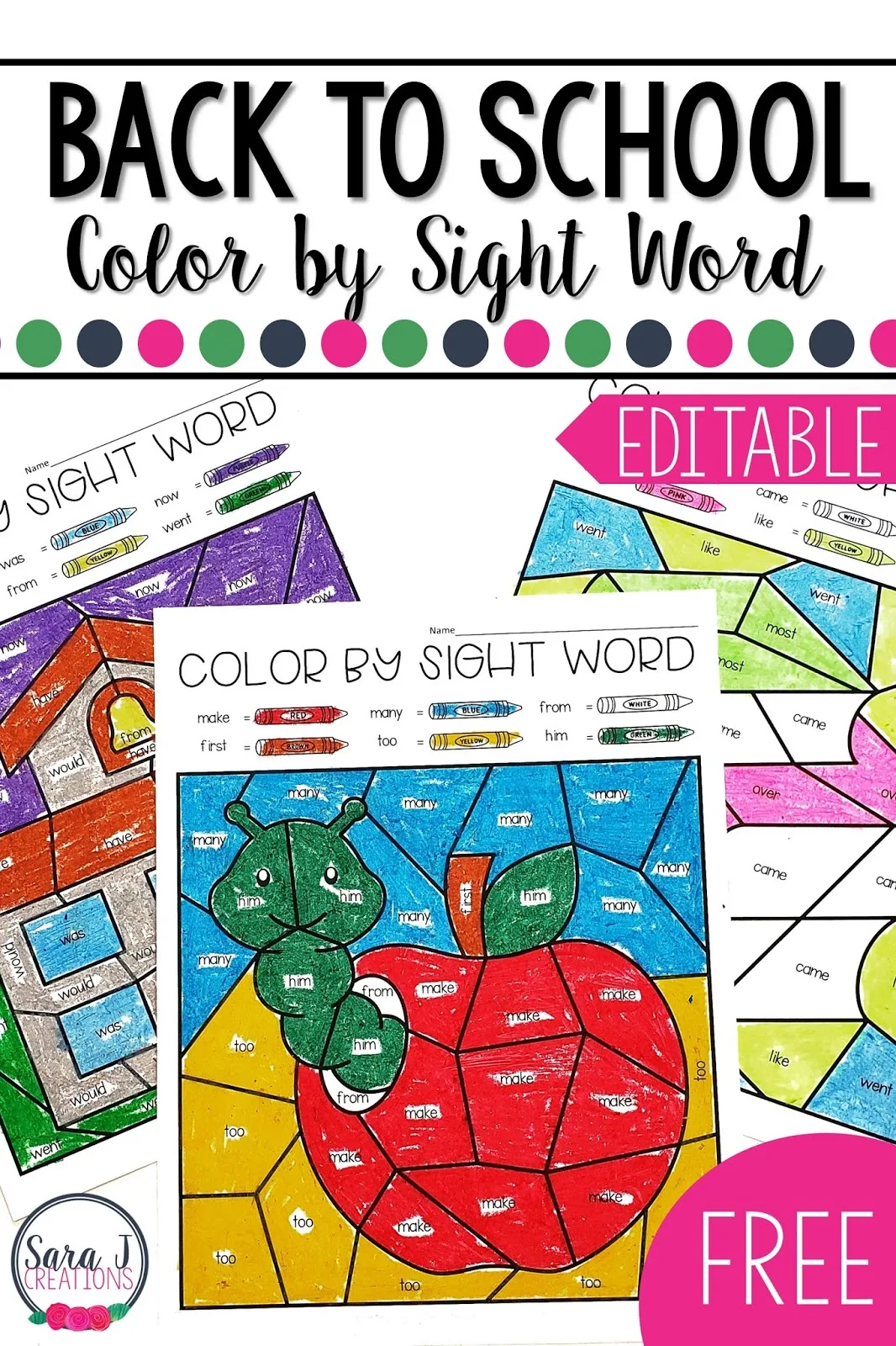 Editable Back to School color by sight word FREEBIE!!!! This is exactly what you need to make practicing sight words fun and meaningful for your students. You can easily differentiate for each student with a few quick clicks. No matter what sight words your students are working on, you can create personalized coloring worksheets in a snap!