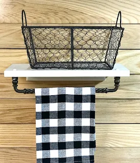DIY Repurposed Cabinet door Basket shelf and towel bar