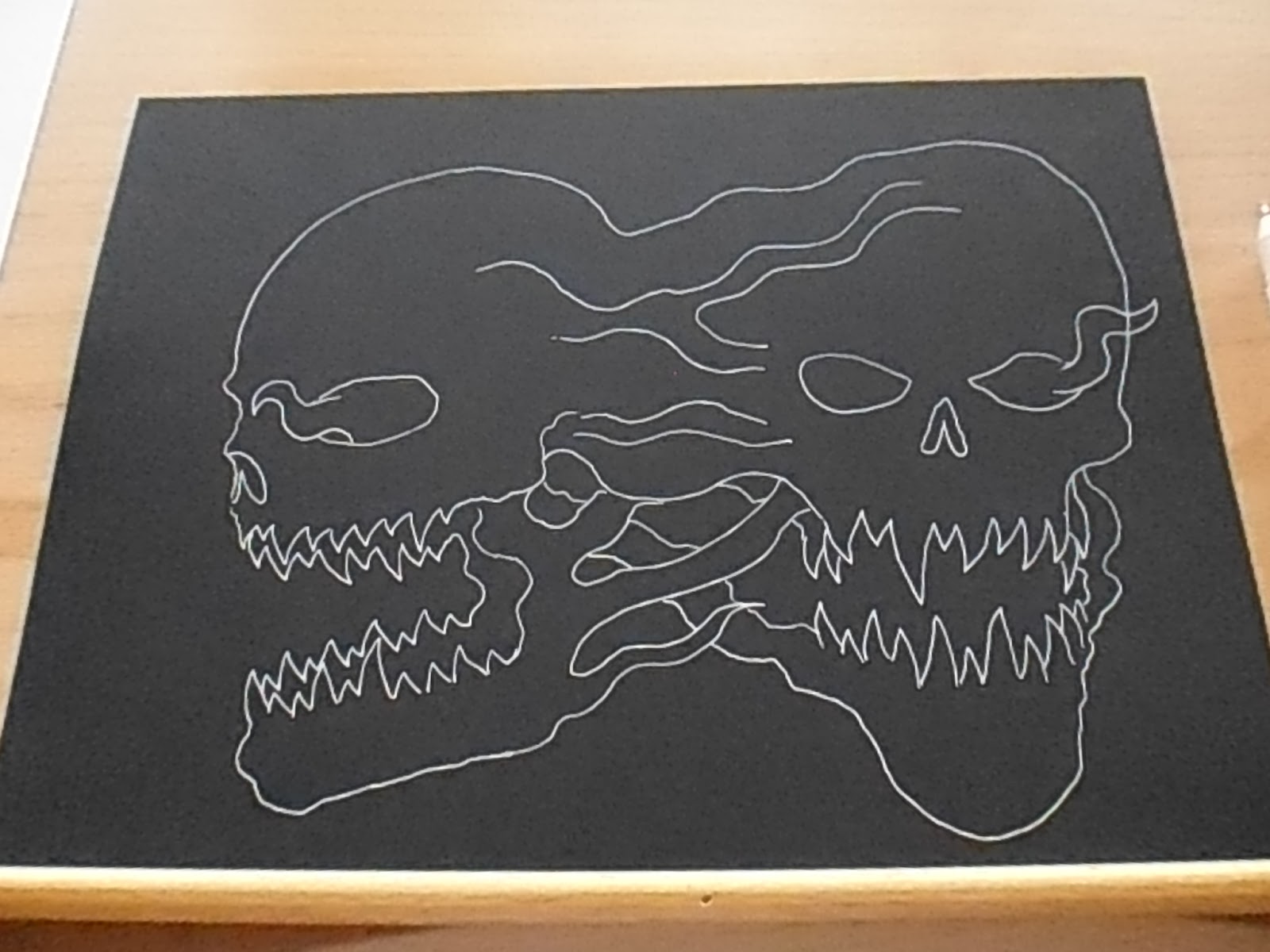 Wayne Tully Horror Art Drawing On Black Card