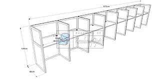 Meja Partisi Meja Kubikel Straight Cubicle Workstation+ Meja Sekat Kantor