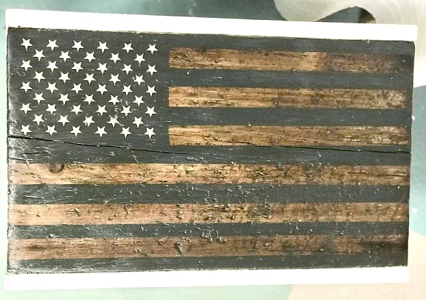 Sealed and stained American Flag bench