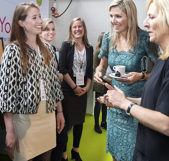 Queen Maxima at Innovation Summit for women TheNextWomen - opzij magazine. Queen Maxima wears Dolce and Gabbana Lace Dress