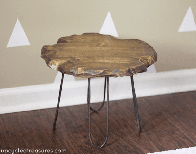 DIY rustic wood and metal stool