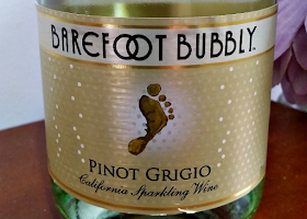 A bottle of the Barefoot Bubbly Pinot Grigio