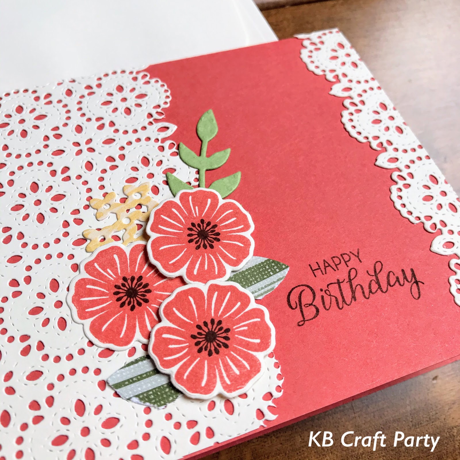 Kb Craft Party スタンピンアップでペーパークラフト レースとお花のバースデーカード