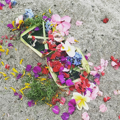 daily offering at Kuta Beach, Bali, Indonesia