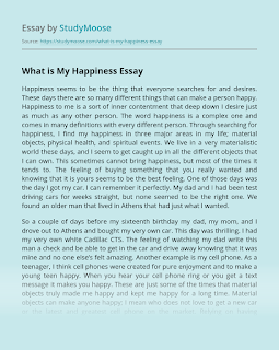 what happy means to me essay